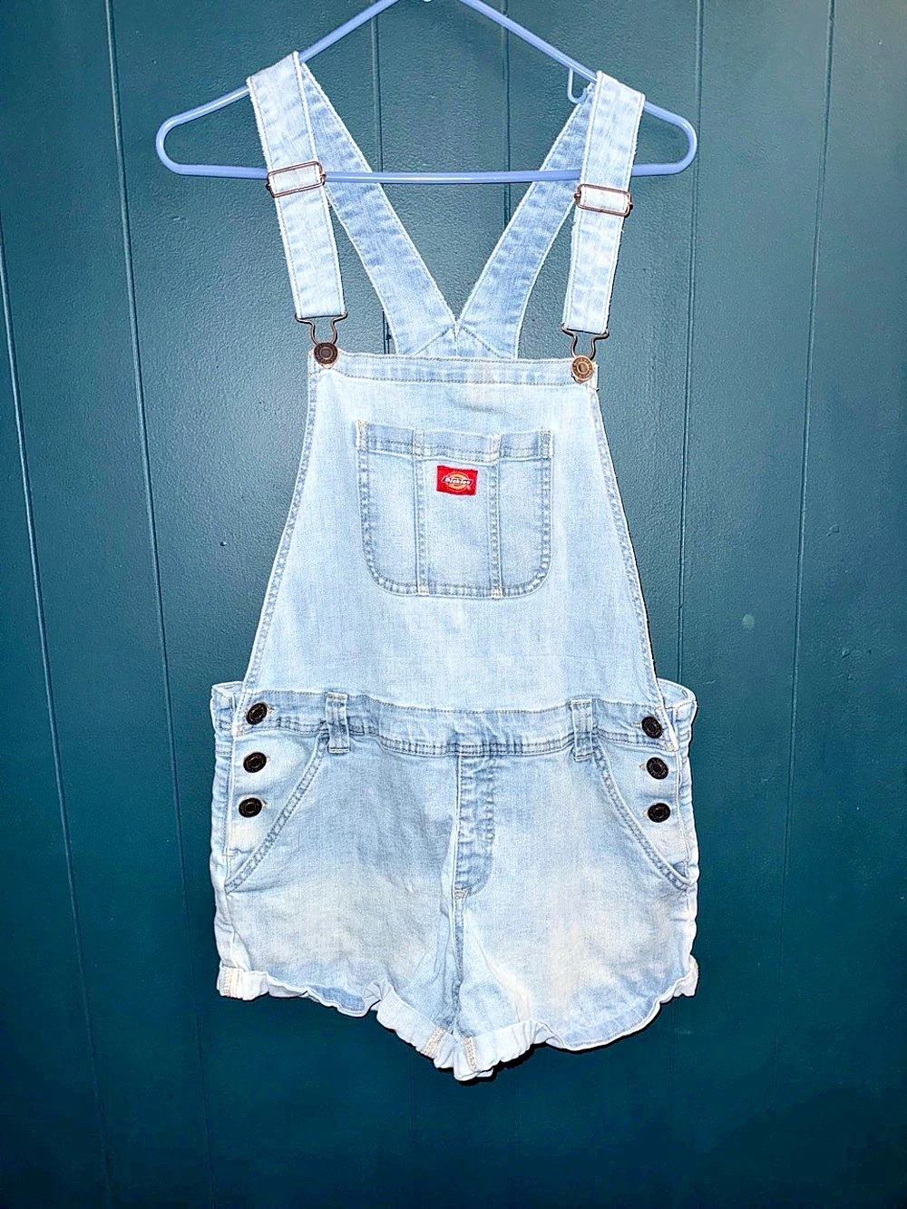 Dickies Denim Short Overalls Blue XL